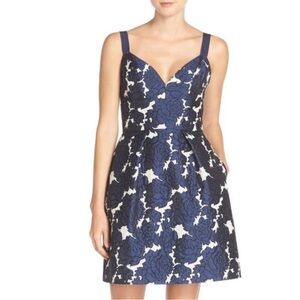 Vera Wang Floral Jacquard Cocktail Dress